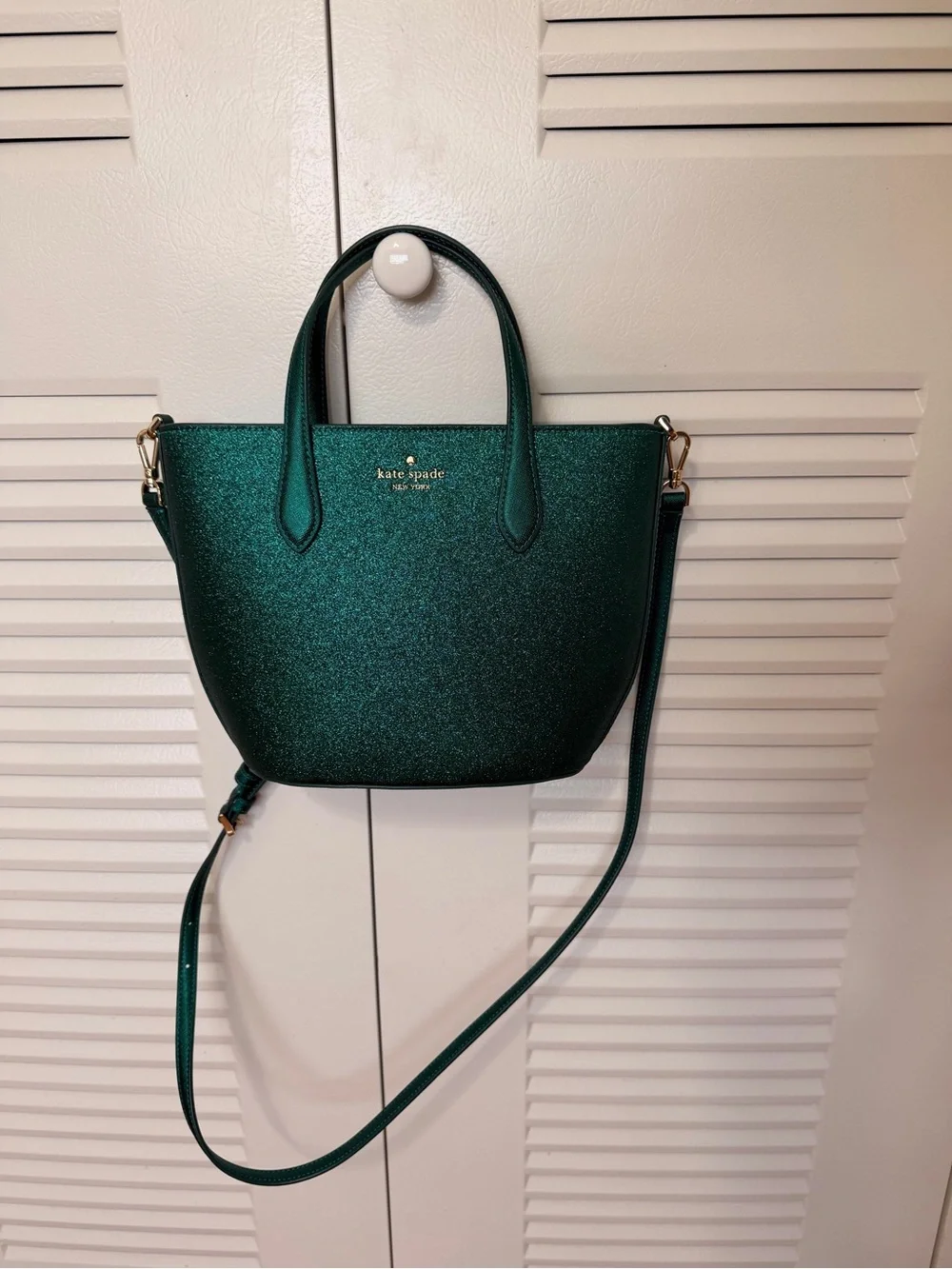 Kate Spade New York Women's Glitter Fabric Satchel Top Handle, Glimmer Green